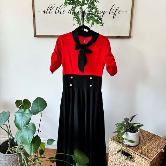 boutique Dresses & Skirts - Very beautiful red and black with gold and ivory buttons elegant dress